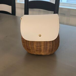 Tommy Bahama White Flap Brown Woven Crossbody Bag